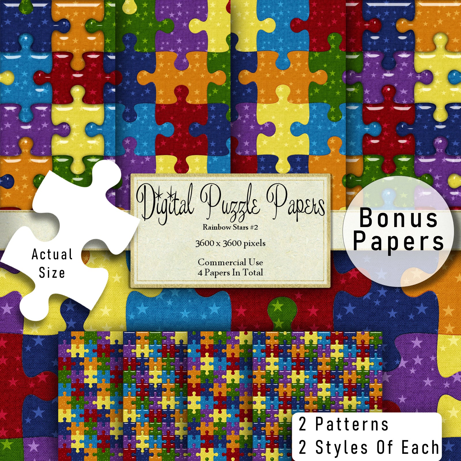 Dark Star Puzzle Page Digital Clipart By Crazoulis