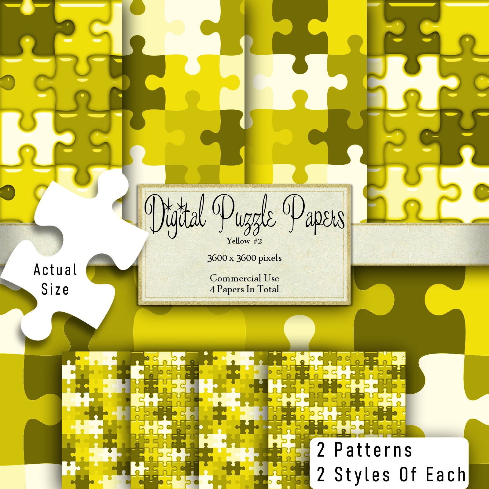 Yellow Puzzle Pages Digital Clipart By Crazoulis