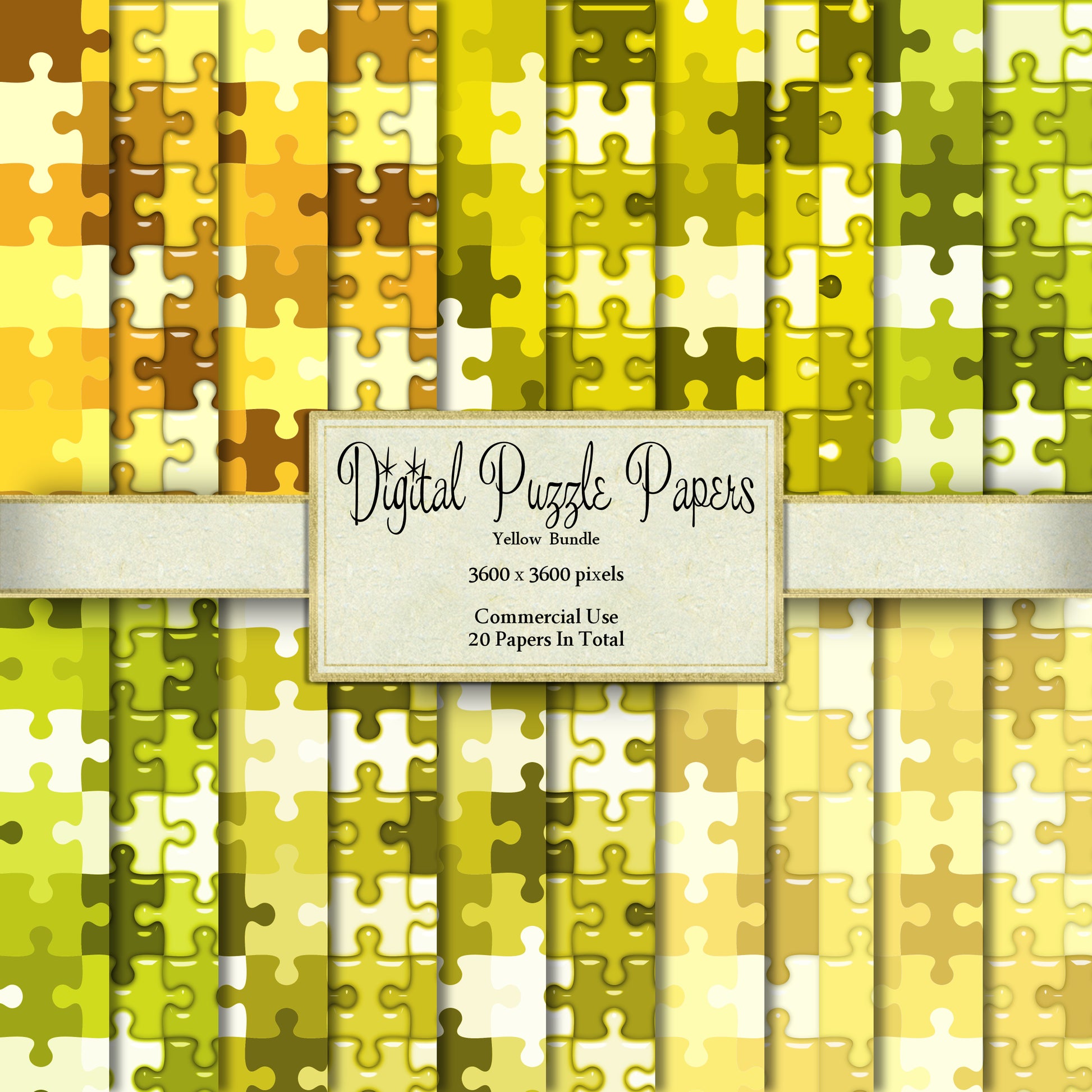 Yellow Puzzle Page Digital Clipart By Crazoulis