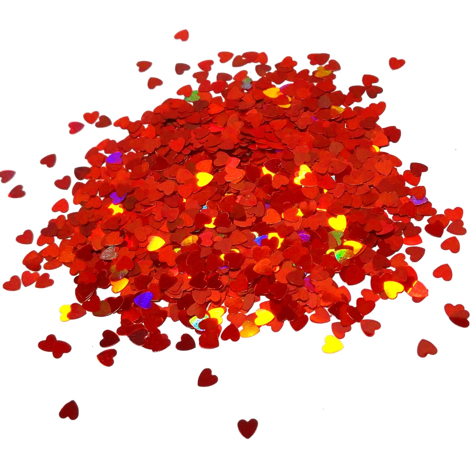 Red Holographic Heart Shaped Glitter 3mm By Crazoulis Glitter