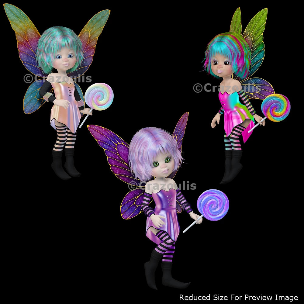 Candy Fairies Pack Three Digital Clip Art - By Crazoulis
