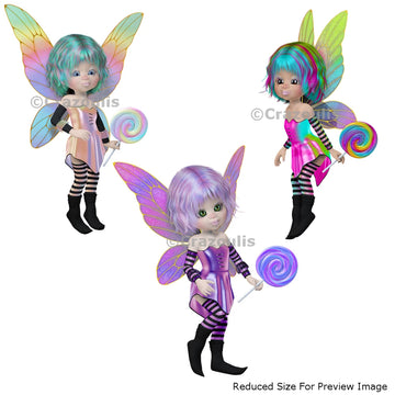 Candy Fairies Pack Three Digital Clip Art - By Crazoulis