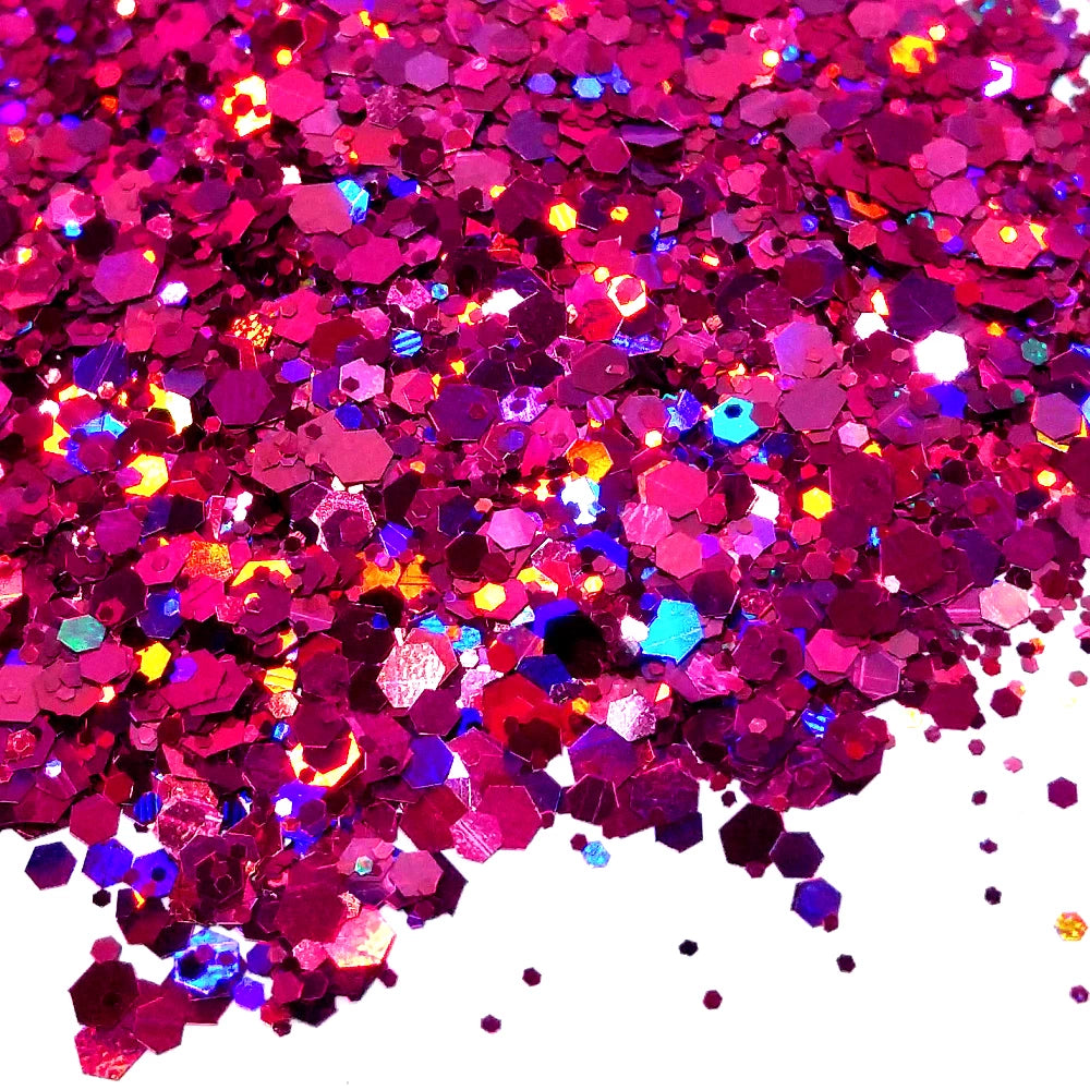 Fuchsia Holographic Hexagon Glitter Mix By Crazoulis Glitter