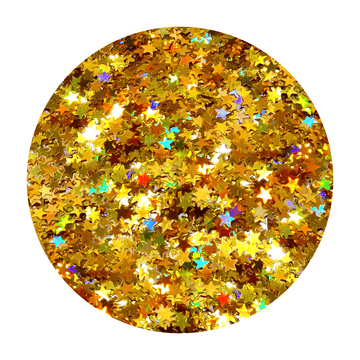 Estrella dorada con purpurina holográfica de 3 mm