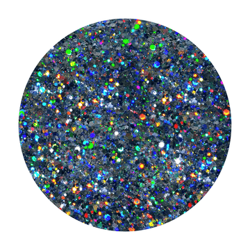 Mezcla de purpurina hexagonal holográfica gris