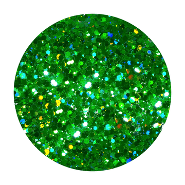 Mezcla de purpurina hexagonal holográfica verde