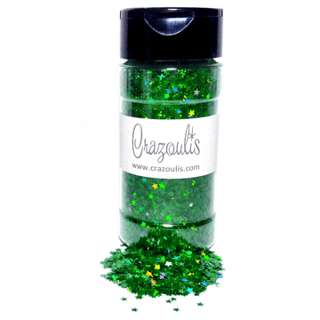 Green Holographic Star Glitter 3mm