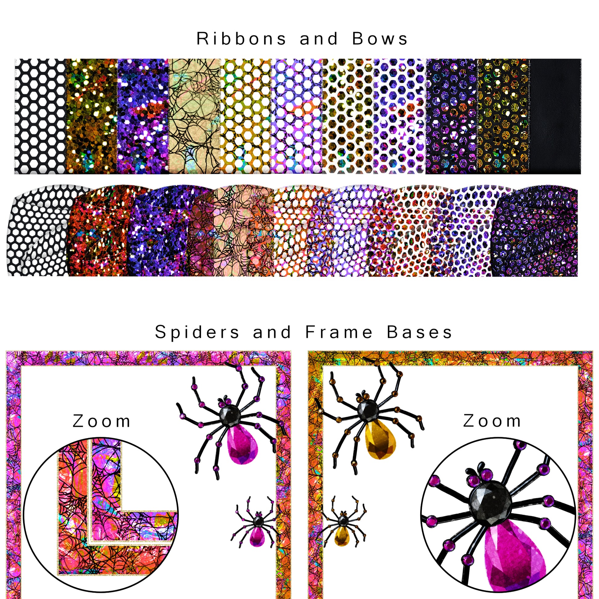Halloween Spider Frames Digital Clip Art