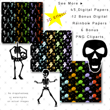 Digital 3D Halloween Papers & Bonus