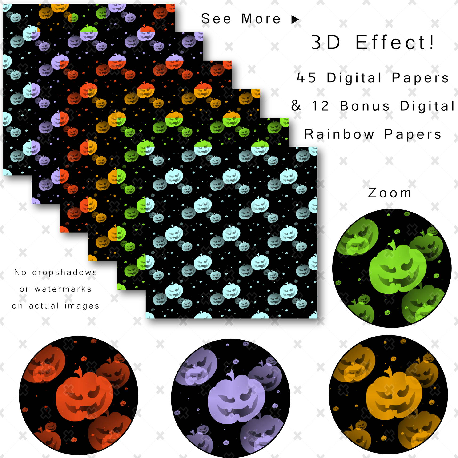 3D Halloween Papers + Bonus