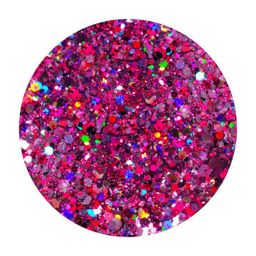 Mezcla de purpurina gruesa holográfica rosa fuerte - Wicked