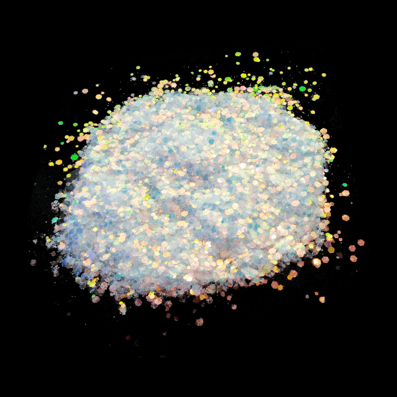 White Opal Iridescent Hexagon Glitter Mix - Snow Drops  By Crazoulis Glitter