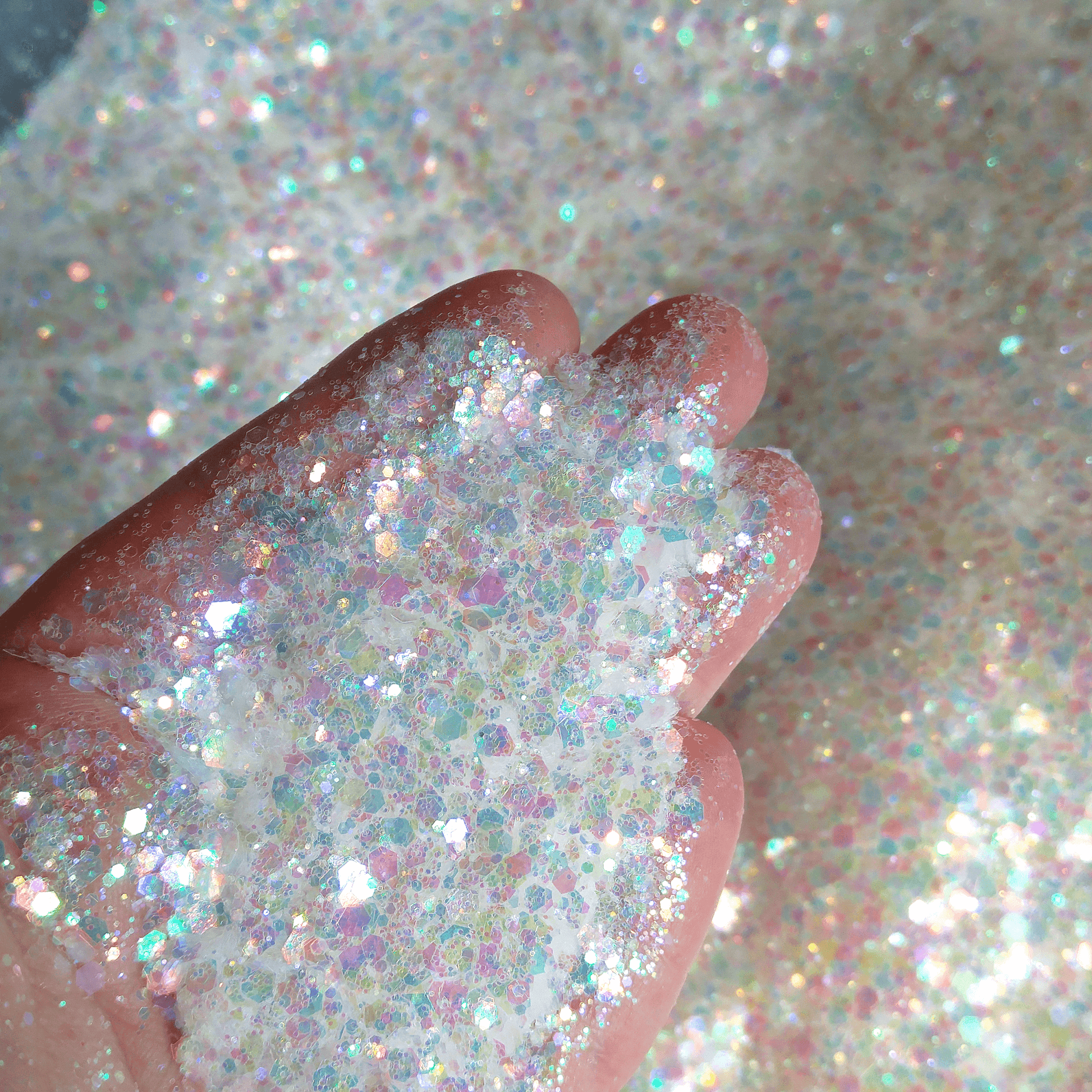 White Opal Iridescent Hexagon Glitter Mix - Sugar, Sugar  By Crazoulis Glitter