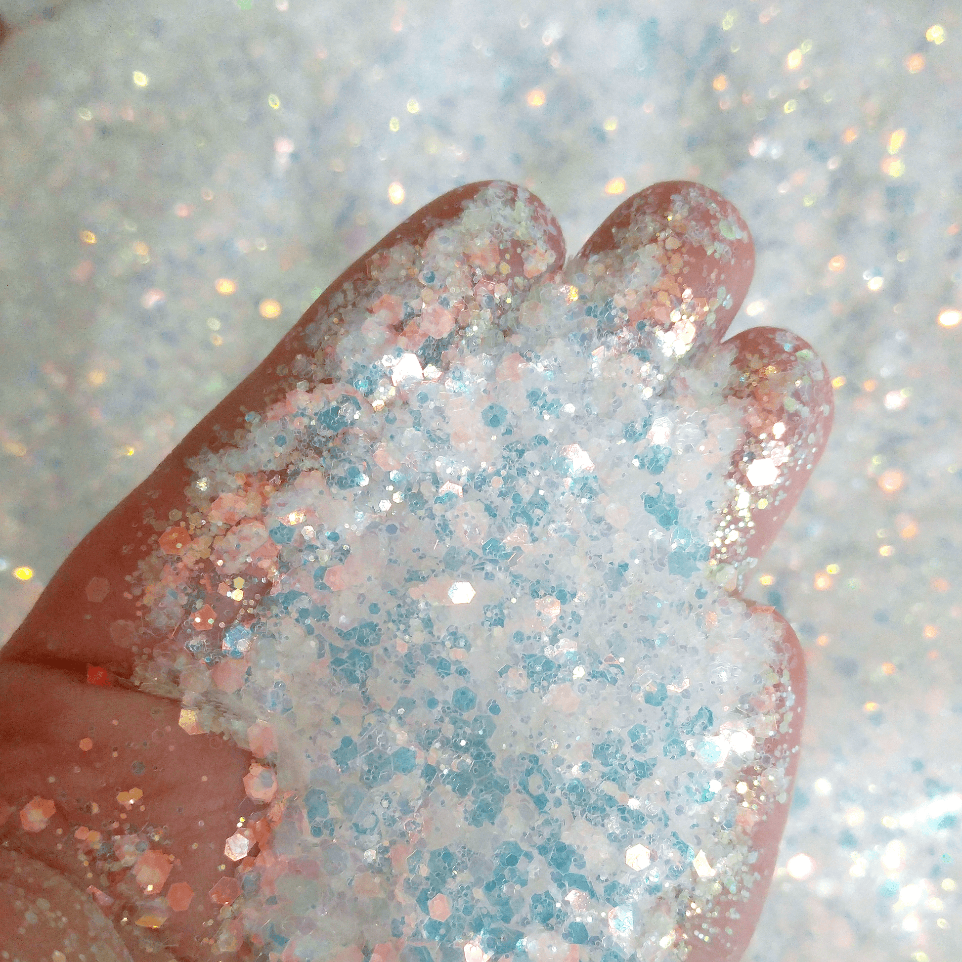 White Opal Iridescent Hexagon Glitter Mix - Snow Drops  By Crazoulis Glitter