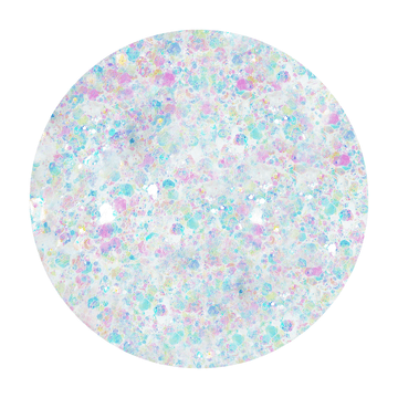 Mezcla de purpurina hexagonal iridiscente blanca opalescente de azúcar, azúcar