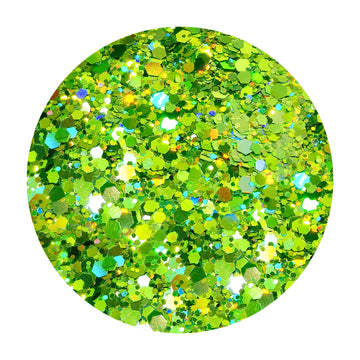 Mezcla de purpurina hexagonal holográfica verde claro