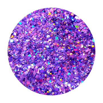 Mezcla de purpurina hexagonal holográfica violeta claro