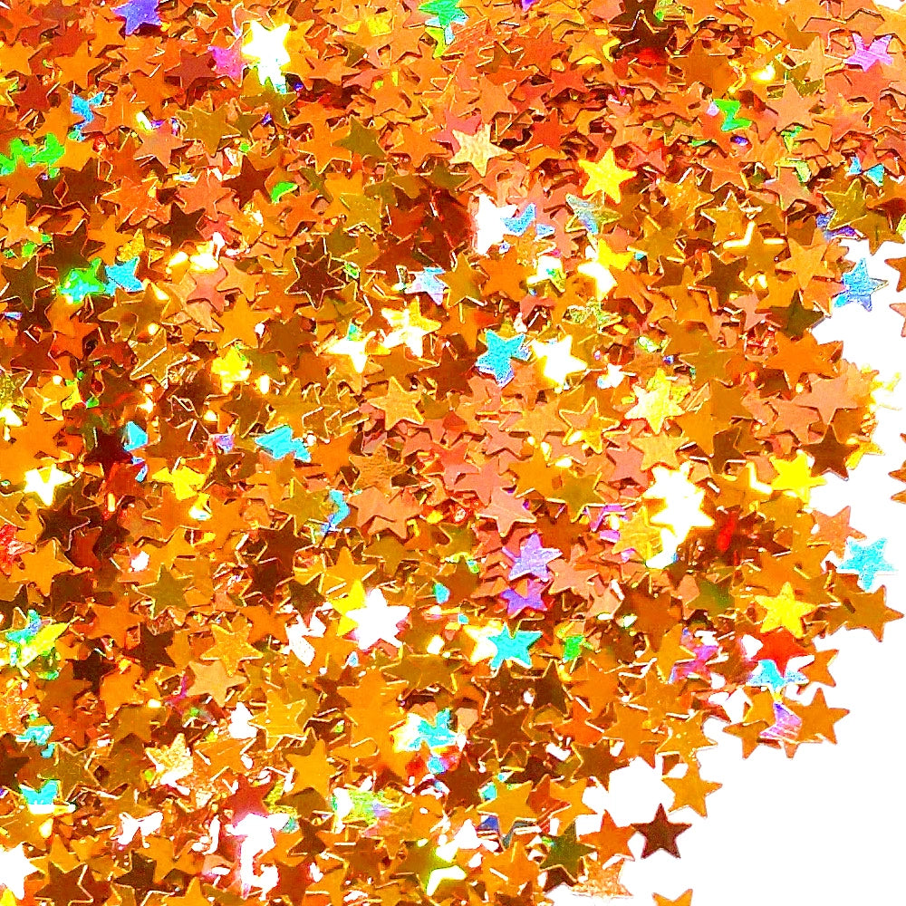 Orange Holographic Star Shaped Glitter By Crazoulis Glitter