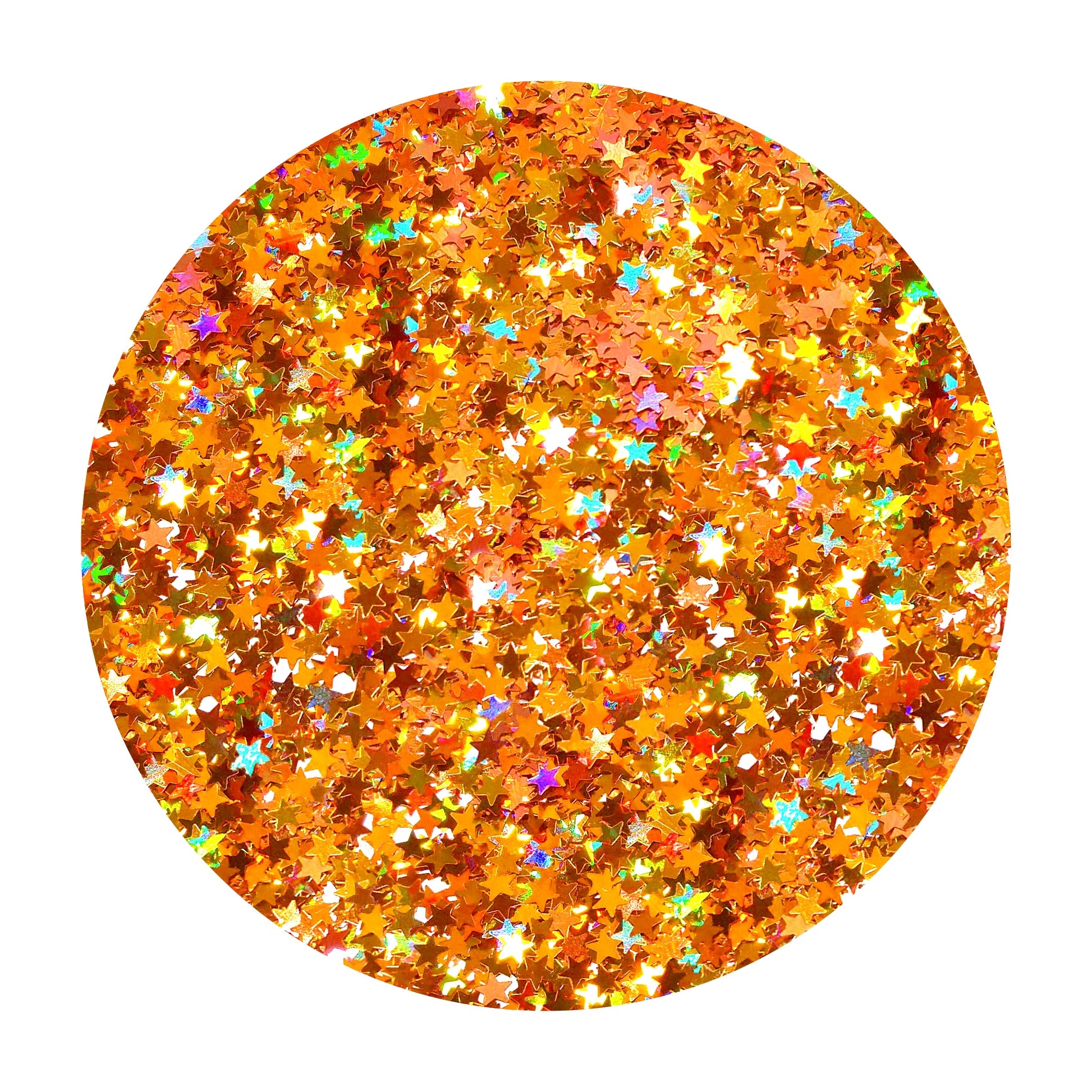 Orange Holographic Star Glitter 3mm