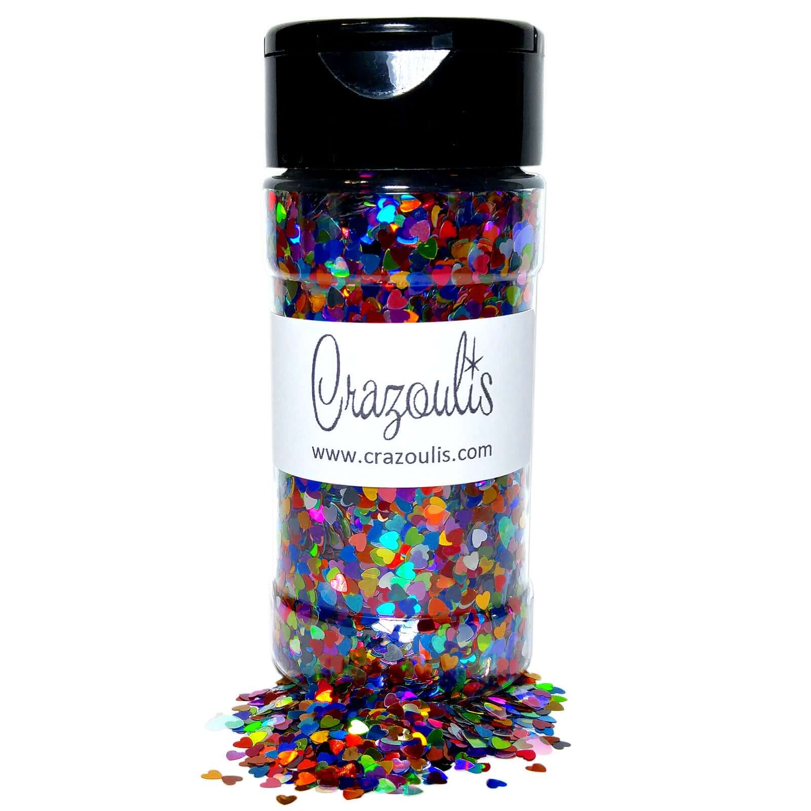 Rainbow Heart Holographic Glitter Mix - Hearts Desire By Crazoulis Glitter