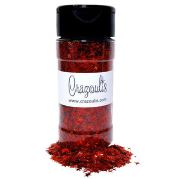 Lovely Stars Holographic Red 4 Point Star Glitter