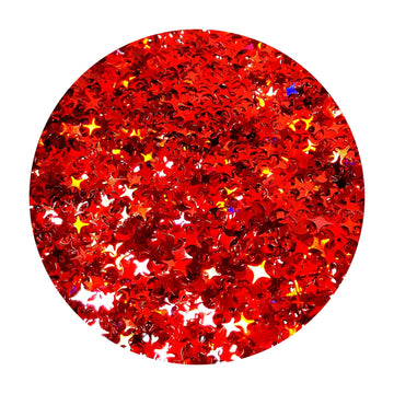 Lovely Stars Holographic Red 4 Point Star Glitter