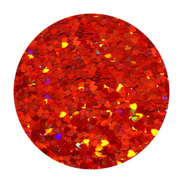Red Holographic Heart Glitter 3mm