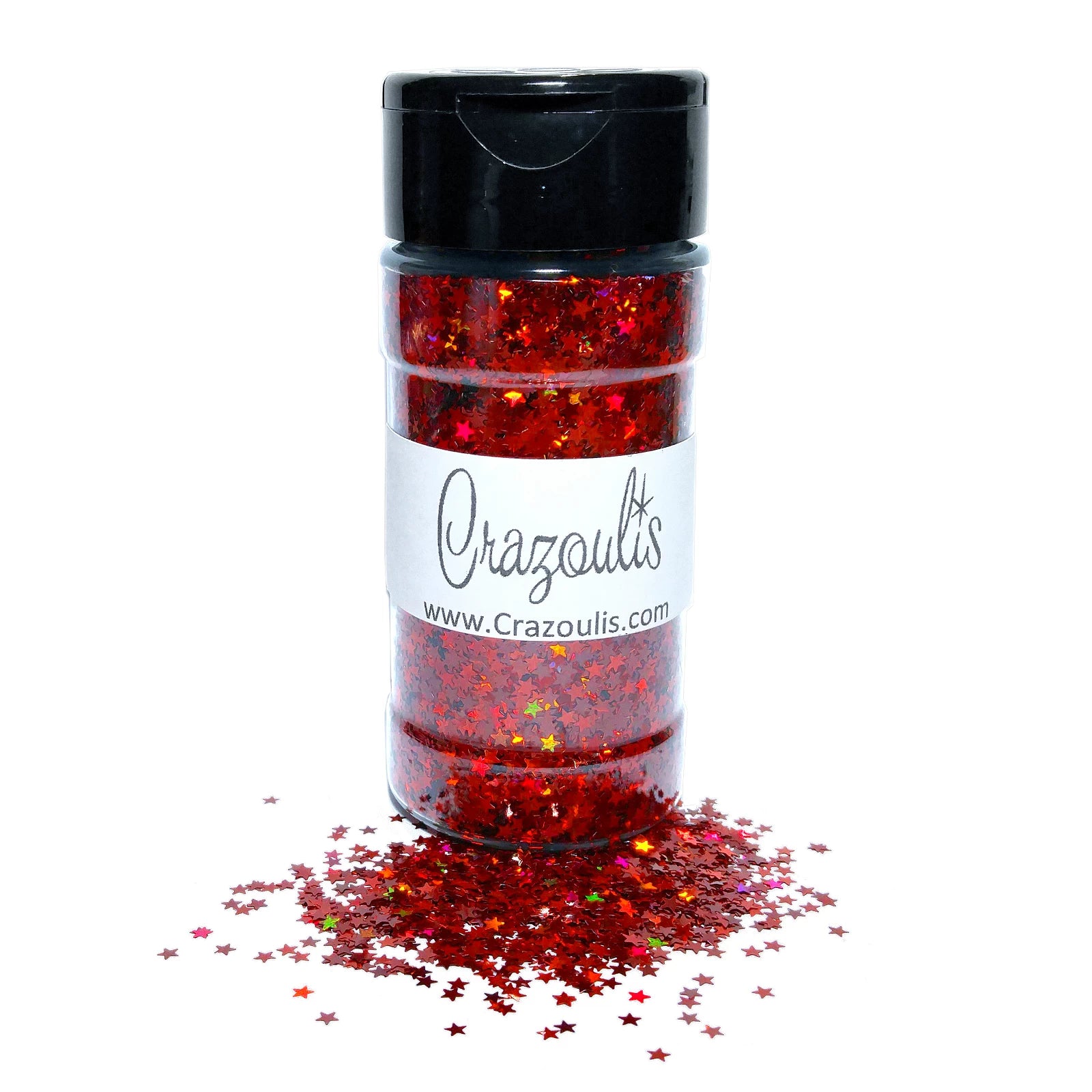 Red Holographic Star Shaped Glitter By Crazoulis Glitter