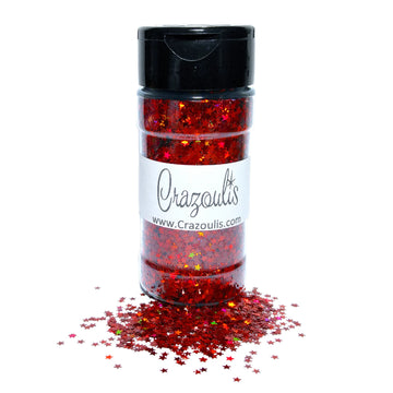 Red Holographic Star Glitter 3mm