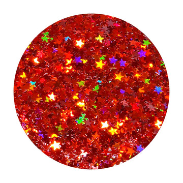 Red Holographic Star Glitter 3mm