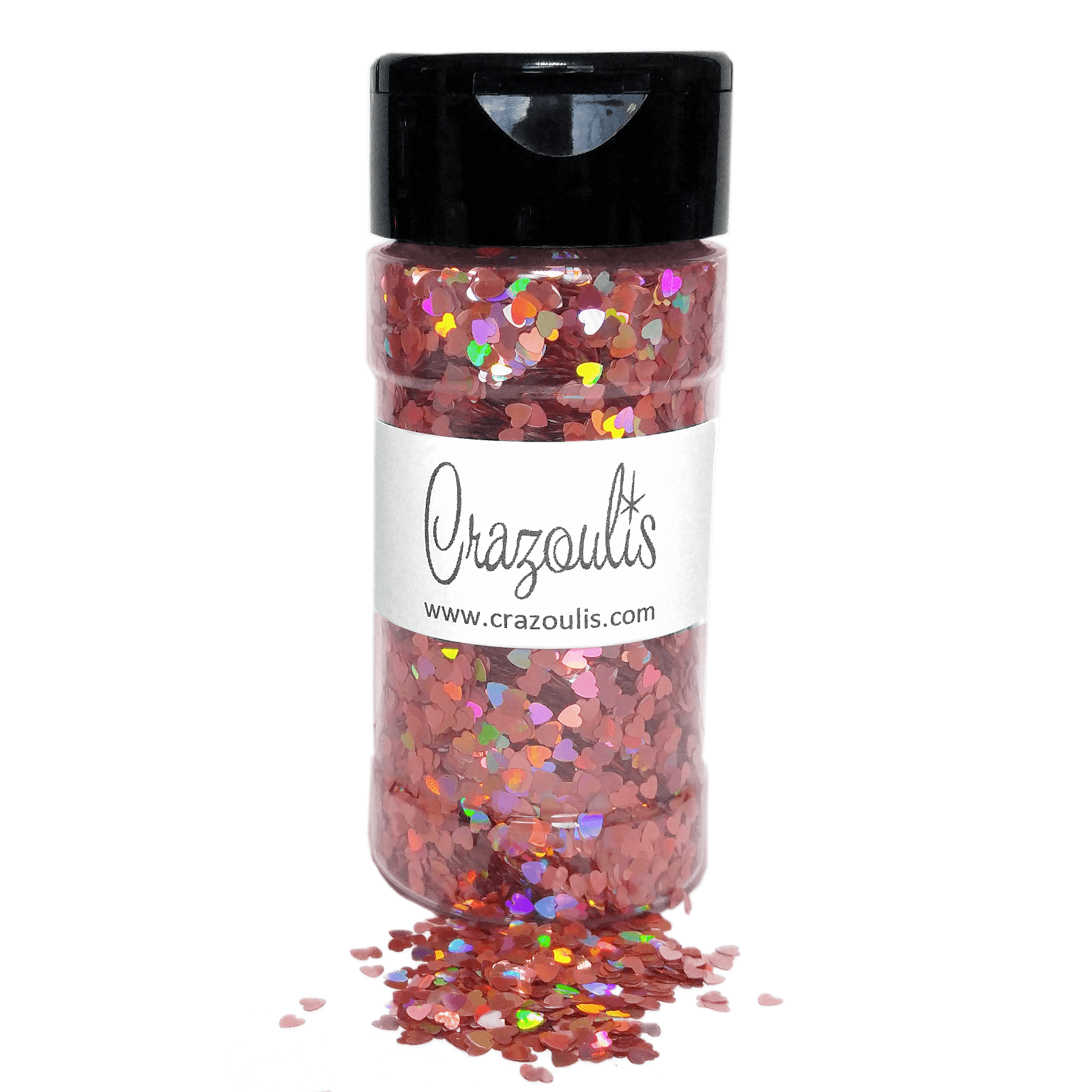 Rose Pink Holographic Valentines Heart Glitter By Crazoulis Glitter