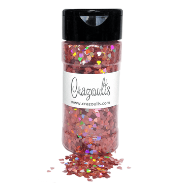 Rose Pink Holographic Heart Glitter 3mm
