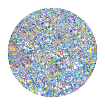 Mélange de paillettes hexagonales holographiques argentées