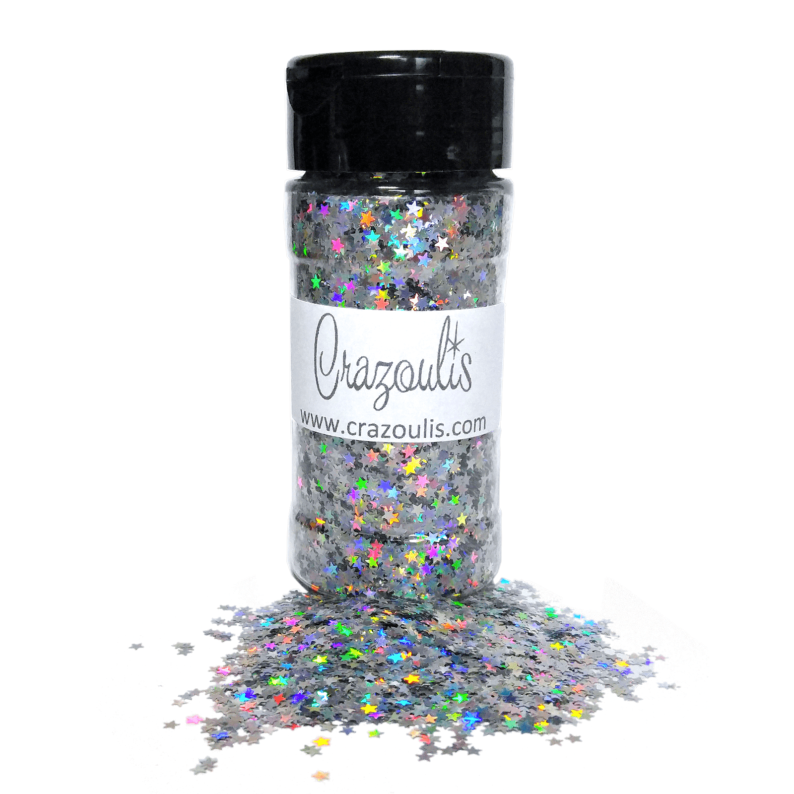 Silver Holographic Star Shaped Glitter By Crazoulis Glitter