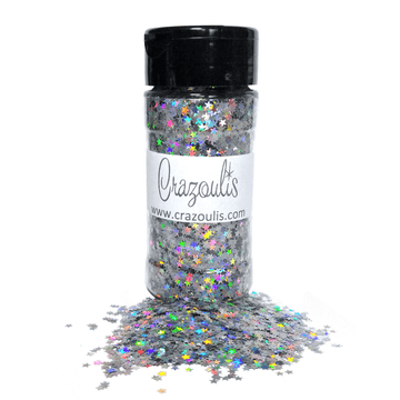 Silver Holographic Star Glitter 3mm