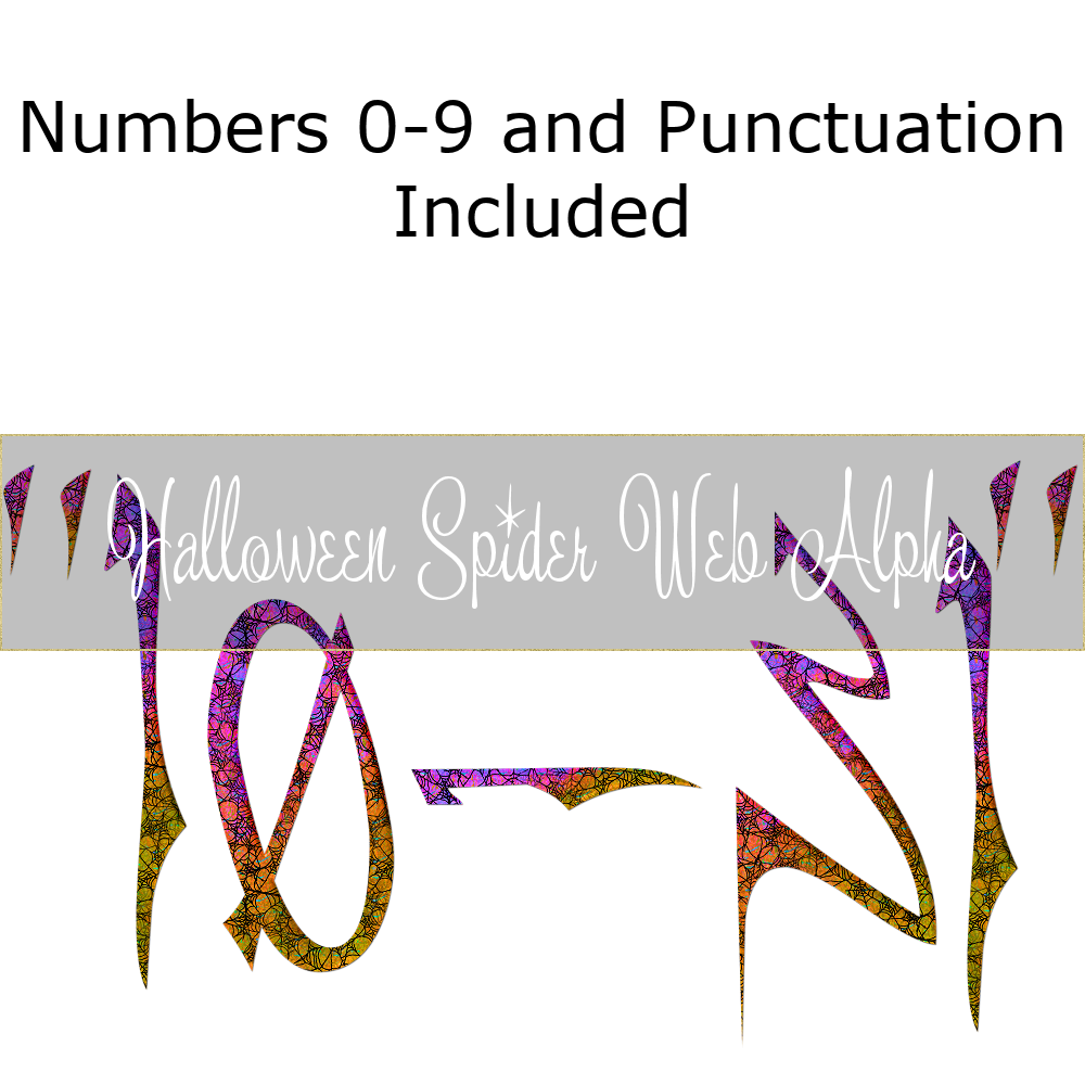 Halloween Spider Decorated Alphabet Digital Clip Art