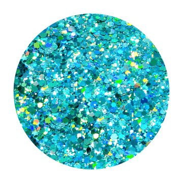 Mélange de paillettes hexagonales holographiques turquoise