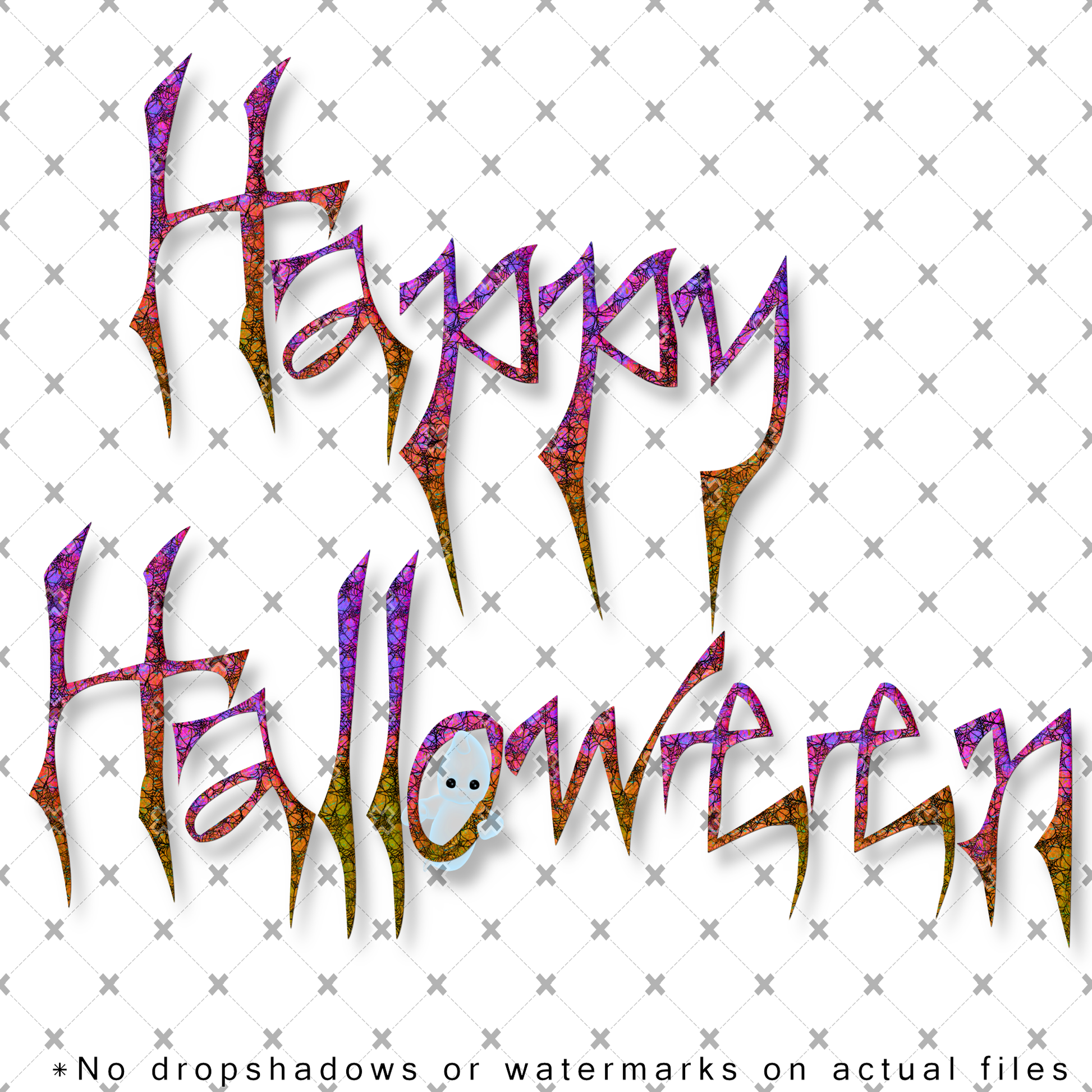 Halloween Spider Decorated Word Art Digital Download Clip Art