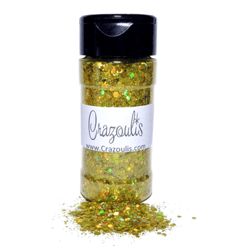 Yellow Gold Holographic Hexagon Glitter Mix