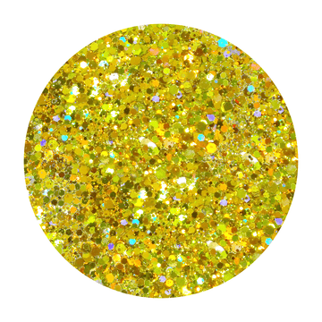 Mezcla de purpurina hexagonal holográfica de oro amarillo