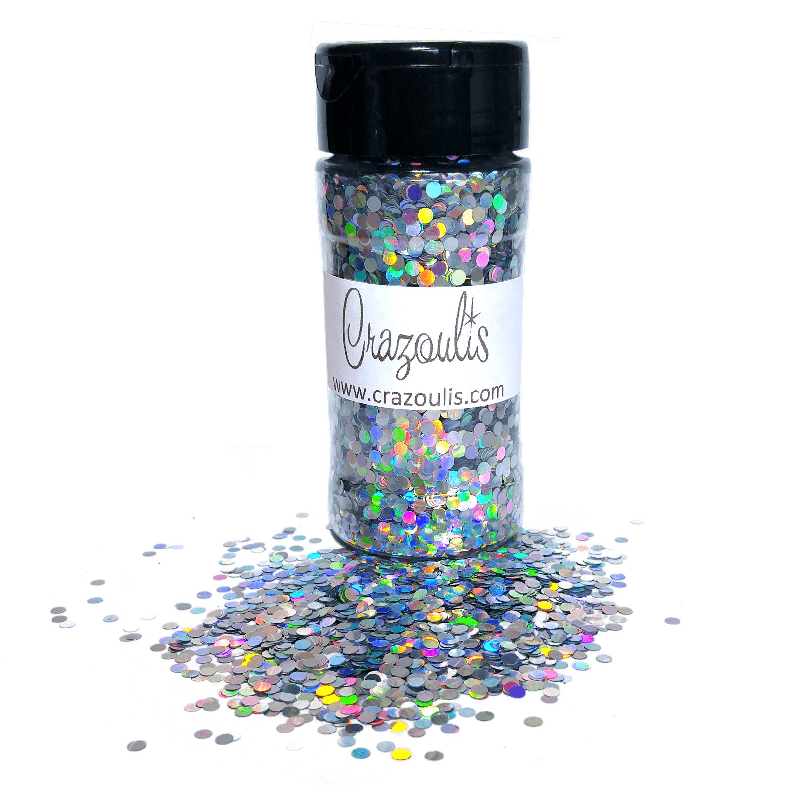Silver Holographic Dot Shaped Glitter By Crazoulis Glitter